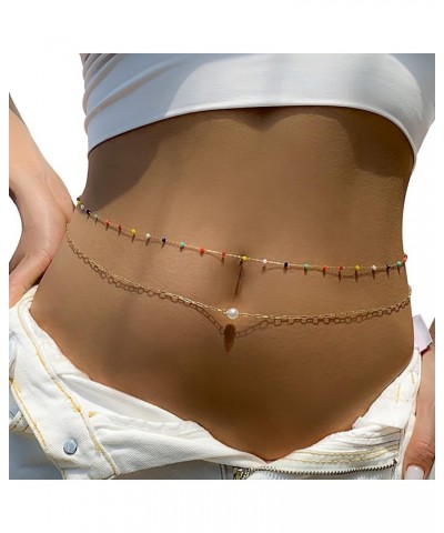 Summer Beaded Waist Chain Metal Bikini Multi Layer Waist Belly Chain Jewelry Sexy Beach Beads Body Chain Pearl Simple Waist C...