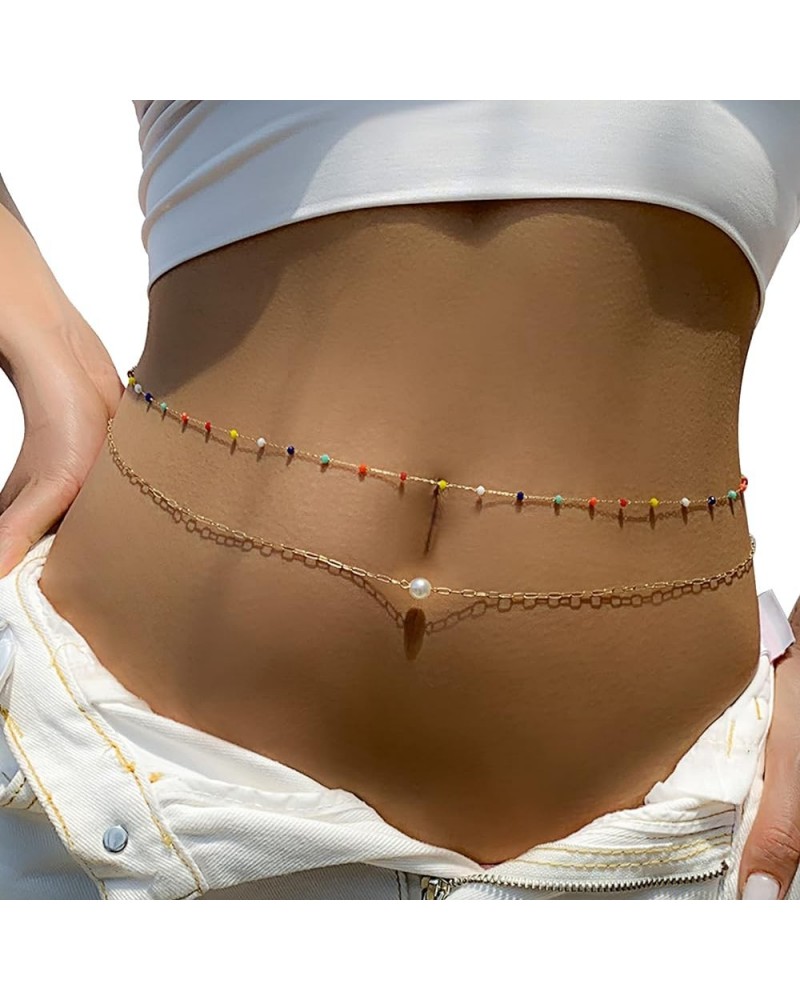 Summer Beaded Waist Chain Metal Bikini Multi Layer Waist Belly Chain Jewelry Sexy Beach Beads Body Chain Pearl Simple Waist C...