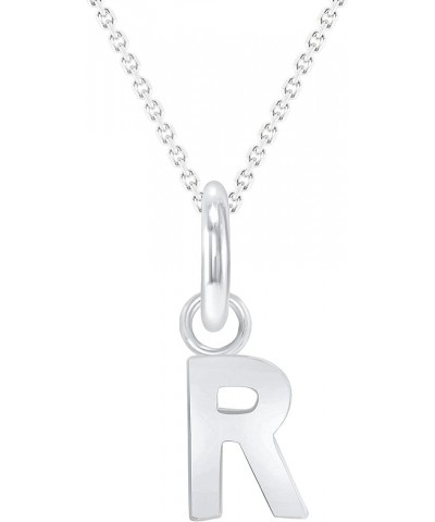 Solid 10k White Gold Personalized Mini Initial Letter A-Z Pendant Necklace 18.0 Inches R $38.95 Necklaces