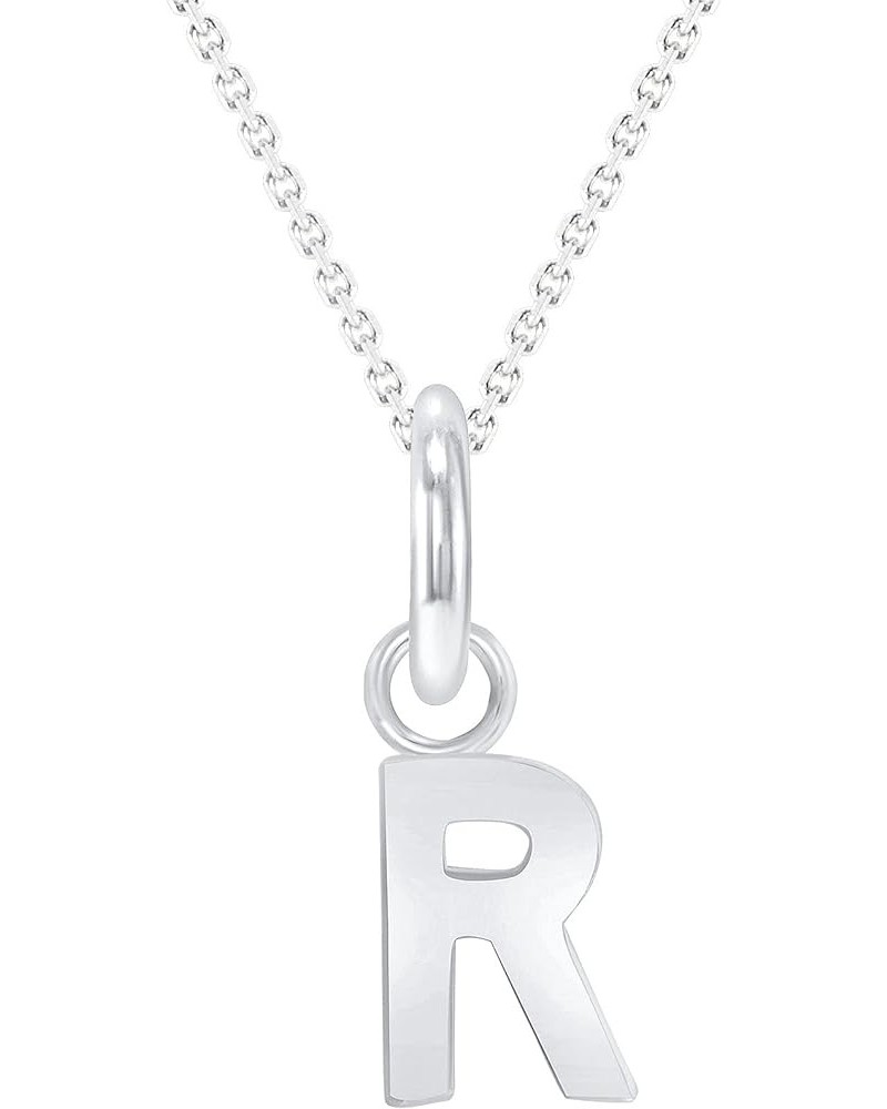 Solid 10k White Gold Personalized Mini Initial Letter A-Z Pendant Necklace 18.0 Inches R $38.95 Necklaces