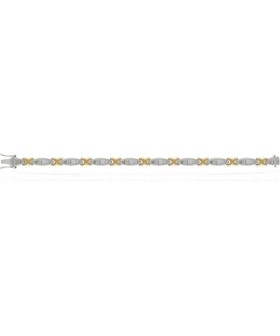 Two Tone X Link Baguette Cubic Zirconia Bracelet, 7.5 $14.35 Bracelets