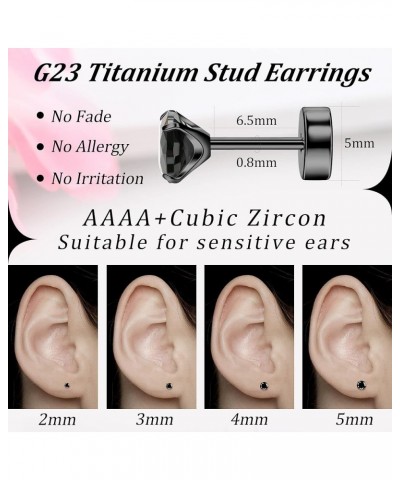 Titanium Earrings for Sensitive Ears Hypoallergenic 20G Titanium Flat Back Earrings Rainbow AB Cubic Zirconia Nap Pure Titani...