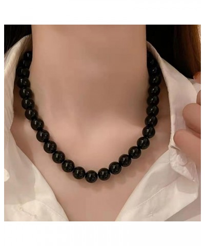 Black Pearl Choker Necklace Dainty Beaded Strand Pearl Necklace Faux Pearl Choker Necklaces Jewelry for Women and Girls blcak...