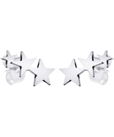 Cute Small Tiny Triple Stars Stud Earrings for Girls & Women Silver $9.89 Earrings