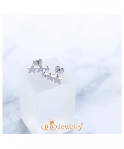 Cute Small Tiny Triple Stars Stud Earrings for Girls & Women Silver $9.89 Earrings