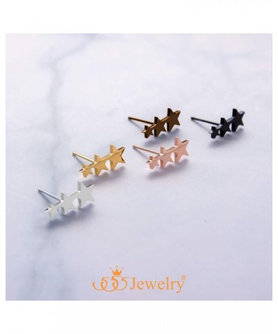 Cute Small Tiny Triple Stars Stud Earrings for Girls & Women Silver $9.89 Earrings