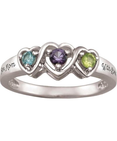 Ladies' Triple Heart Ring with Birthstones - Entwined Sterling Silver $40.25 Rings