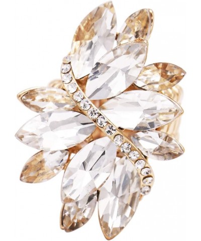 Women's Dazzling Crystal Marquis Leaf Cluster Statement Stretch Cocktail Ring Clear Crystal/Gold Tone $13.76 Rings