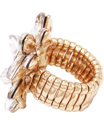 Women's Dazzling Crystal Marquis Leaf Cluster Statement Stretch Cocktail Ring Clear Crystal/Gold Tone $13.76 Rings