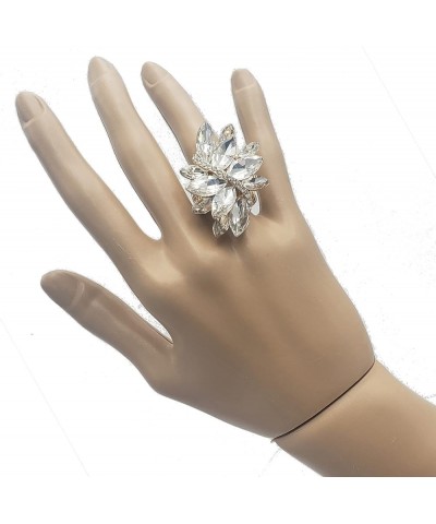 Women's Dazzling Crystal Marquis Leaf Cluster Statement Stretch Cocktail Ring Clear Crystal/Gold Tone $13.76 Rings