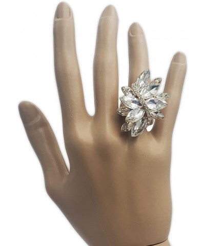 Women's Dazzling Crystal Marquis Leaf Cluster Statement Stretch Cocktail Ring Clear Crystal/Gold Tone $13.76 Rings