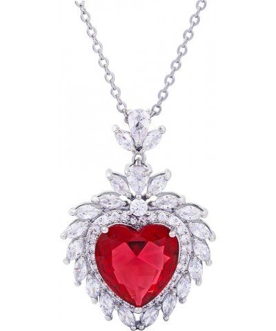 Platinum Plated AAA Zircon Pendant Necklace Birthstone Crystal Jewelry Gifts for Classy Women Heart-Red $10.63 Necklaces