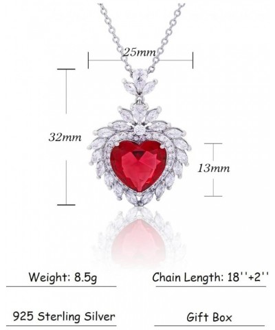 Platinum Plated AAA Zircon Pendant Necklace Birthstone Crystal Jewelry Gifts for Classy Women Heart-Red $10.63 Necklaces