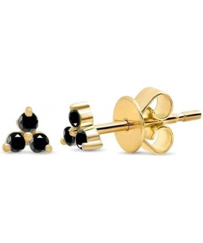 Silver 3 Leaf Clover Flower Earrings Cz Turquoise 18k Gold Plated Triangle Triple Three Stone Stud Earrings Black Cz $10.61 E...