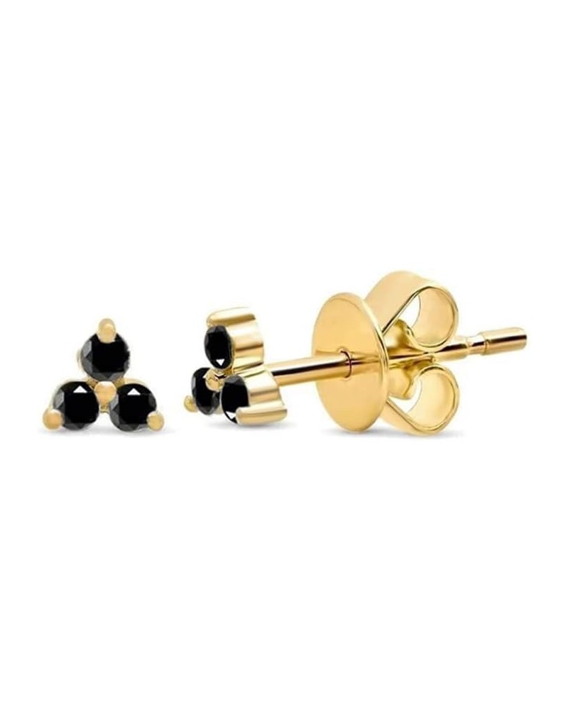 Silver 3 Leaf Clover Flower Earrings Cz Turquoise 18k Gold Plated Triangle Triple Three Stone Stud Earrings Black Cz $10.61 E...