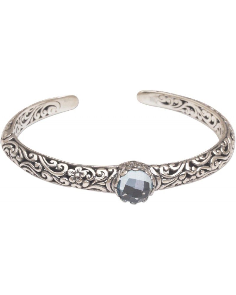 Artisan Handmade Blue Topaz Cuff Bracelet Silver Fair Trade Sterling Indonesia Floral Birthstone 'Forest Nymph' $42.78 Bracelets