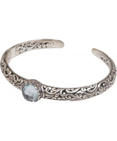 Artisan Handmade Blue Topaz Cuff Bracelet Silver Fair Trade Sterling Indonesia Floral Birthstone 'Forest Nymph' $42.78 Bracelets