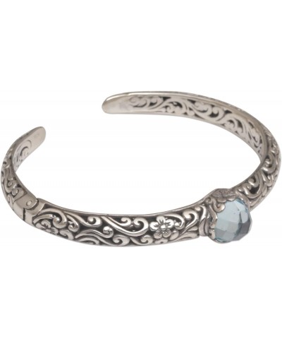 Artisan Handmade Blue Topaz Cuff Bracelet Silver Fair Trade Sterling Indonesia Floral Birthstone 'Forest Nymph' $42.78 Bracelets