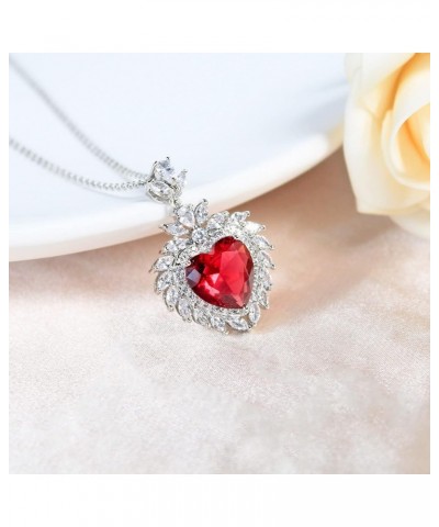 Platinum Plated AAA Zircon Pendant Necklace Birthstone Crystal Jewelry Gifts for Classy Women Heart-Red $10.63 Necklaces