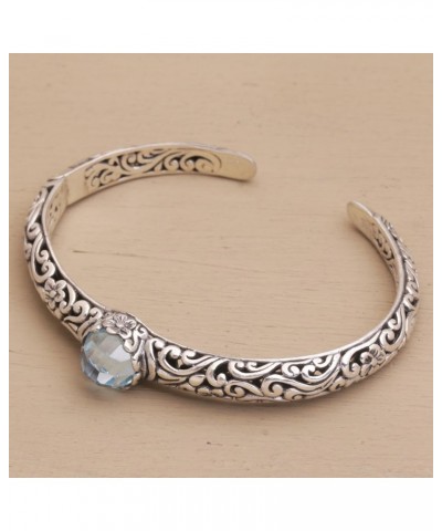 Artisan Handmade Blue Topaz Cuff Bracelet Silver Fair Trade Sterling Indonesia Floral Birthstone 'Forest Nymph' $42.78 Bracelets