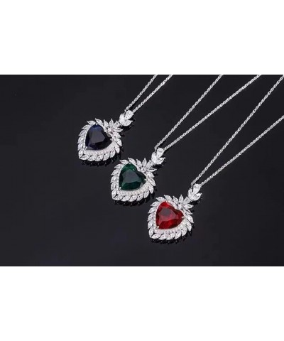 Platinum Plated AAA Zircon Pendant Necklace Birthstone Crystal Jewelry Gifts for Classy Women Heart-Red $10.63 Necklaces