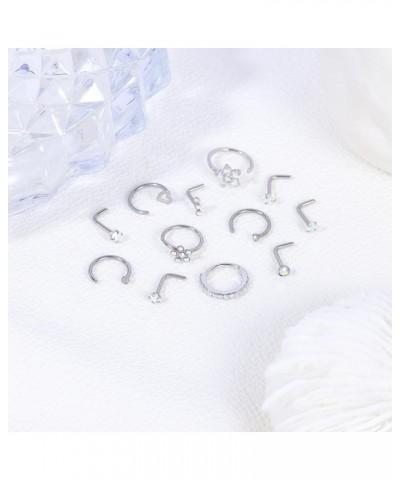 12PCS 20G 18G Nose Piercing Kit Nose Rings Hoops Surgical Steel L Shape Nose Studs for Nose Rings for Women Silver Gold Nose ...