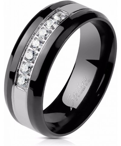 His Hers Couples Ring Set Womens Black Stainless Steel Promise Ring Mens 7 CZ Wedding Band Size Women's 09 Men's 11 $21.19 Sets