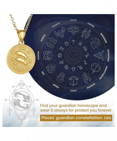 Gold Zodiac Necklace for Women Men, Constellation Coin Horoscope Astrology Pendant Necklaces Lucky Jewelry Personalized- 12. ...