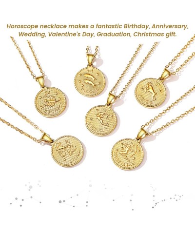 Gold Zodiac Necklace for Women Men, Constellation Coin Horoscope Astrology Pendant Necklaces Lucky Jewelry Personalized- 12. ...