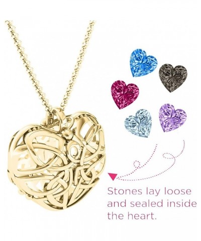 14K Gold Celtic Trinity Knot Caged Heart Pendant with Personalized Birthstones by JEWLR 18.0 Inches Yellow Gold $212.16 Neckl...