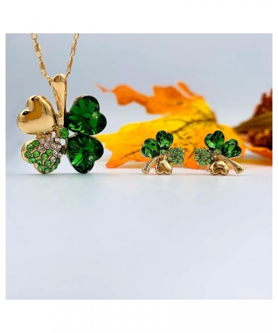 Four Leaf Clover Necklace - Green St.Patrick's Day Earrings for Women - Shamrock Earrings - Irish Jewelry - Shamrock Pin Broo...