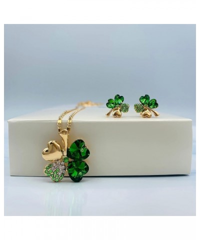 Four Leaf Clover Necklace - Green St.Patrick's Day Earrings for Women - Shamrock Earrings - Irish Jewelry - Shamrock Pin Broo...