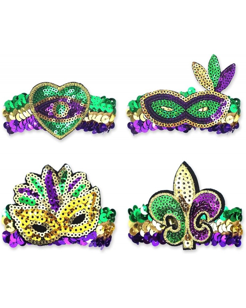 4 PCS Mardi Gras Bracelet Glitter Green Purple Sequins Bracelets Style 1：Mardi Gras Bracelet $7.40 Bracelets