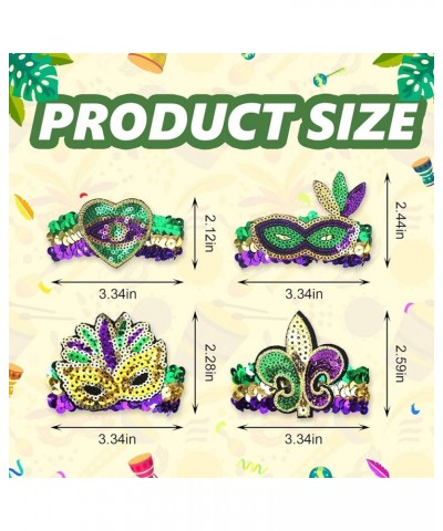 4 PCS Mardi Gras Bracelet Glitter Green Purple Sequins Bracelets Style 1：Mardi Gras Bracelet $7.40 Bracelets