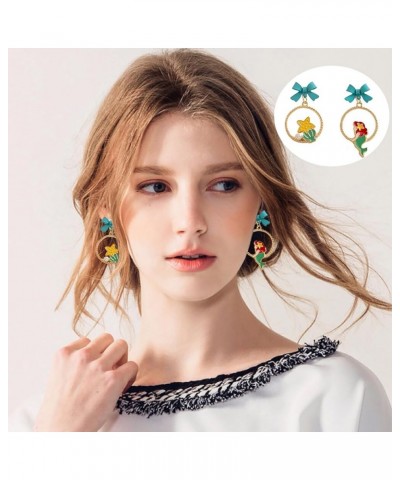 Cartoon Littl Mermaid Earrings Stud, Zinc Alloy Priness TV Movies Earrings for Girls and Women 4 $8.99 Earrings