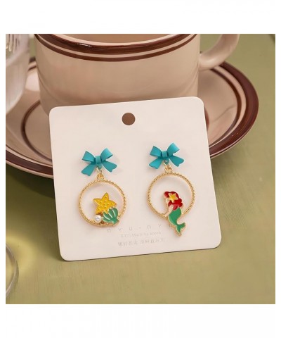 Cartoon Littl Mermaid Earrings Stud, Zinc Alloy Priness TV Movies Earrings for Girls and Women 4 $8.99 Earrings