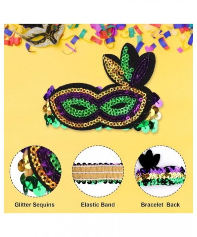 4 PCS Mardi Gras Bracelet Glitter Green Purple Sequins Bracelets Style 1：Mardi Gras Bracelet $7.40 Bracelets