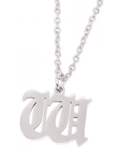 Old English Initial Alphabet Letter Necklace W-Silver $11.39 Necklaces