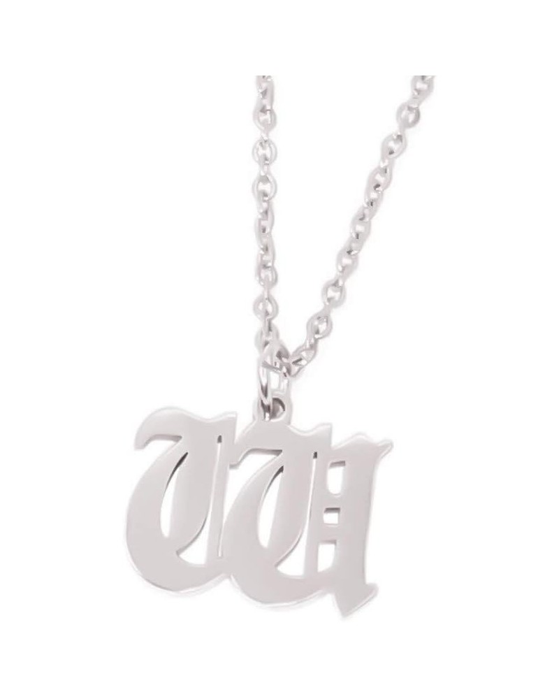 Old English Initial Alphabet Letter Necklace W-Silver $11.39 Necklaces