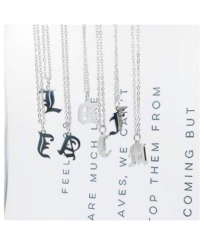 Old English Initial Alphabet Letter Necklace W-Silver $11.39 Necklaces