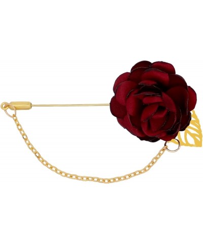 Rose Flower Wedding Brooches Cloth Art Floral Leaf Suit Shirt Lapel Brooch Pin Fashion Jewelry Boutonniere for Men Women Gold...