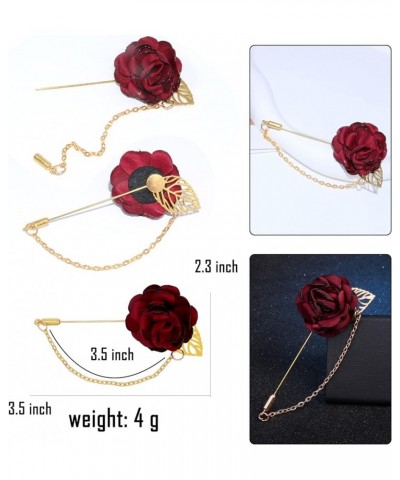 Rose Flower Wedding Brooches Cloth Art Floral Leaf Suit Shirt Lapel Brooch Pin Fashion Jewelry Boutonniere for Men Women Gold...