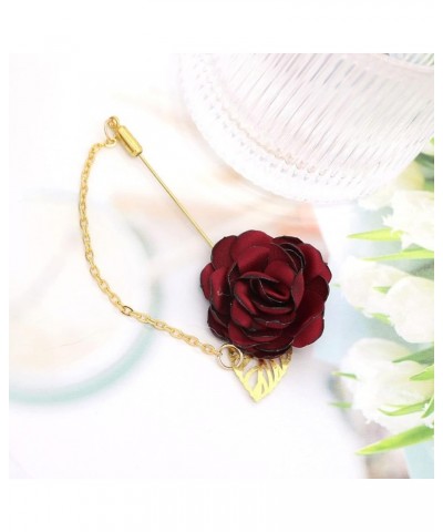 Rose Flower Wedding Brooches Cloth Art Floral Leaf Suit Shirt Lapel Brooch Pin Fashion Jewelry Boutonniere for Men Women Gold...