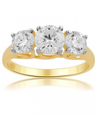 10K Yellow Gold 6.25 MM and 5 MM Round Cubic Zirconia 3 Stone Anniversary Ring $80.36 Rings