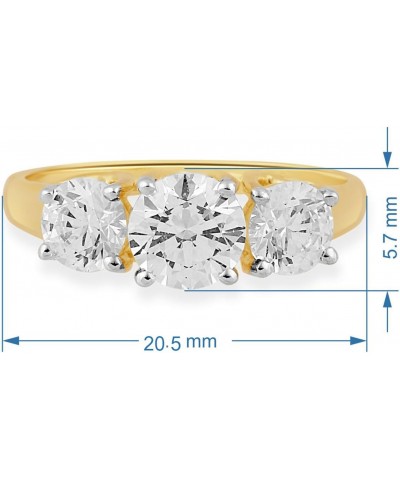 10K Yellow Gold 6.25 MM and 5 MM Round Cubic Zirconia 3 Stone Anniversary Ring $80.36 Rings