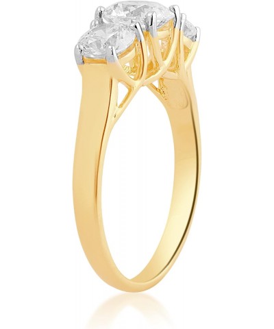 10K Yellow Gold 6.25 MM and 5 MM Round Cubic Zirconia 3 Stone Anniversary Ring $80.36 Rings