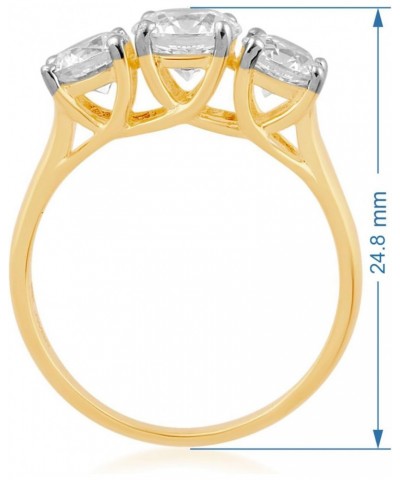 10K Yellow Gold 6.25 MM and 5 MM Round Cubic Zirconia 3 Stone Anniversary Ring $80.36 Rings