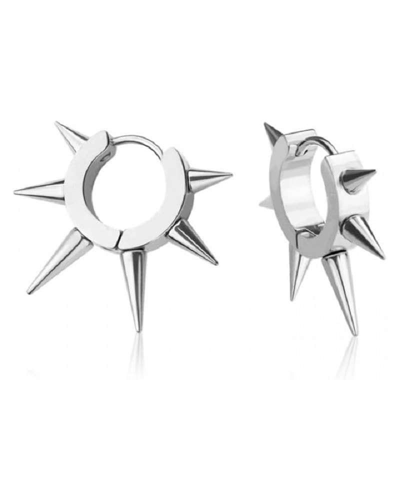 316L Stainless Steel Multi Spike Lined Huggie Hoop Earrings, Sold as a Pair Silver Tone $7.83 Earrings