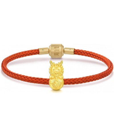 999 24K Solid Gold Mini Charm Lucky Dragon with Coin Charm Bracelet for Women 94299C $49.60 Bracelets