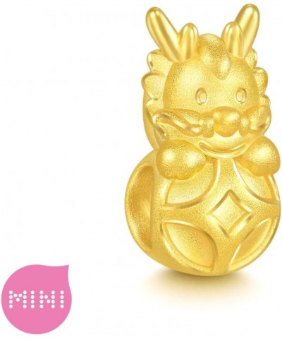 999 24K Solid Gold Mini Charm Lucky Dragon with Coin Charm Bracelet for Women 94299C $49.60 Bracelets